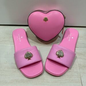Kate Spade Pink Heart Sandals with Matching Heart Crossbody LOVE SHACK / KENDALL